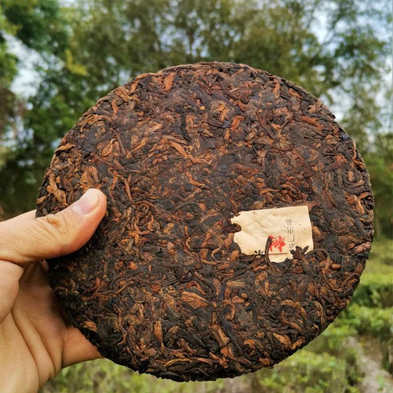 Yunnan Brown Mountain Big Tree Ripe Tea 357g Menghai Ancient Tree Pu'er Tea QiaoMu Ripe Cake Black tea