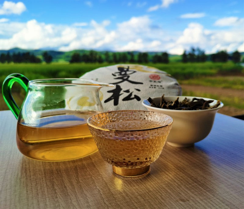 ManSong Pu'er Raw Tea Cake 357g Yiwu Pure Material Ancient Tree Tea Qizi Cake Pu'er Tea Cake Green Tea