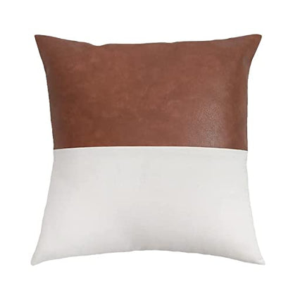 Modern Simple Style PU Splicing Pillow Covers Living Room Sofa Bedroom Bedside Cushion All Season Universal Pillow Covers 18"x18"