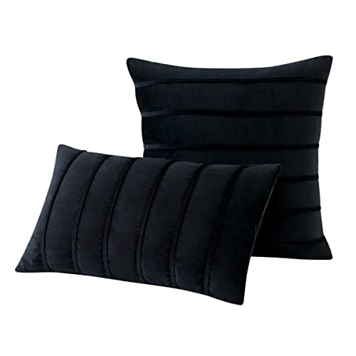 Velvet Vertical Strap Ins Wind Nordic Binding Technology Pillow Cushion Cases Pack of 2 Pillowcases for Sofa Bedroom Couch Car Pillow Covers