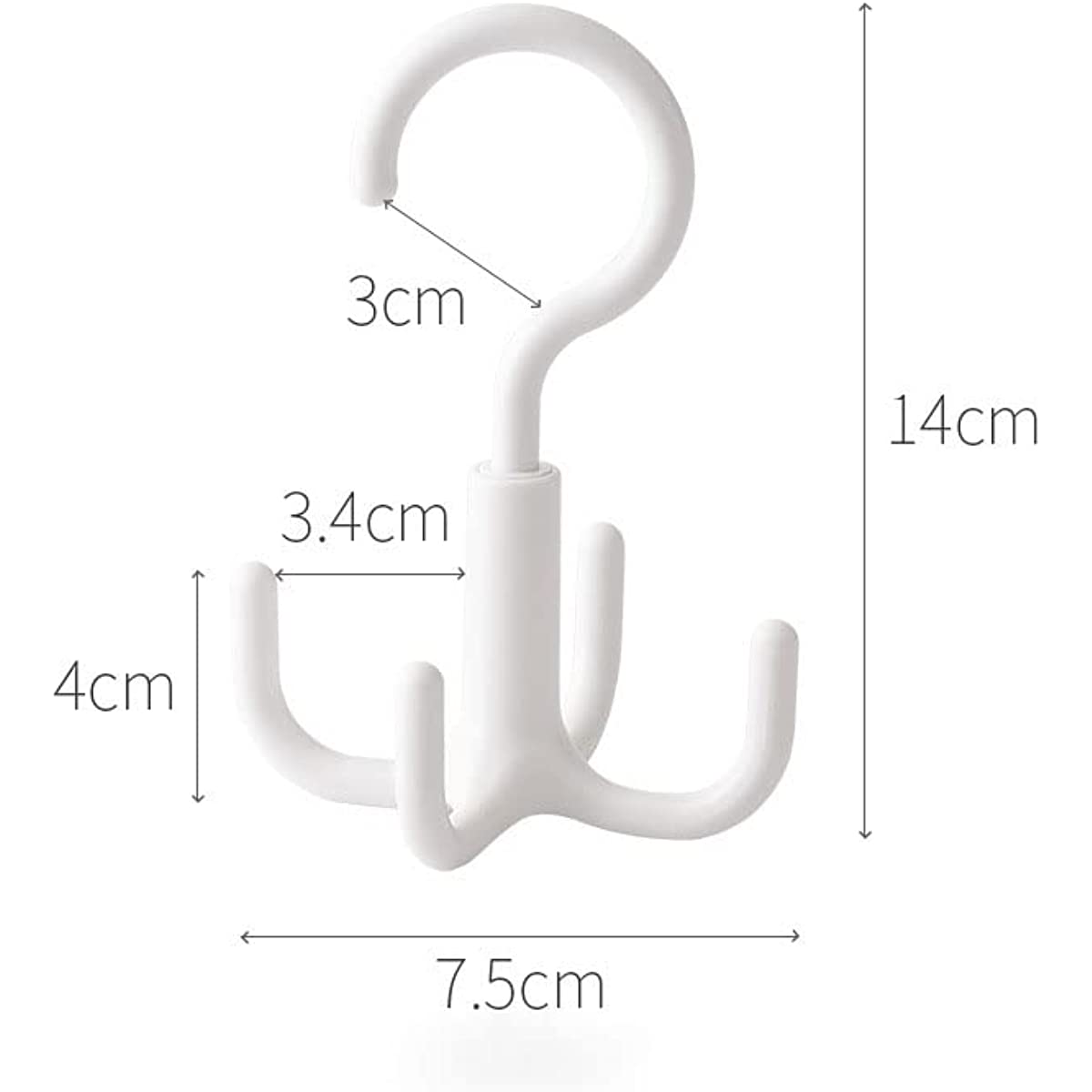 1 Pc White Rotating Hooks Wardrobe Household Storage Shelf Space Saving Plastic Coat Hooks Shelf Hooks