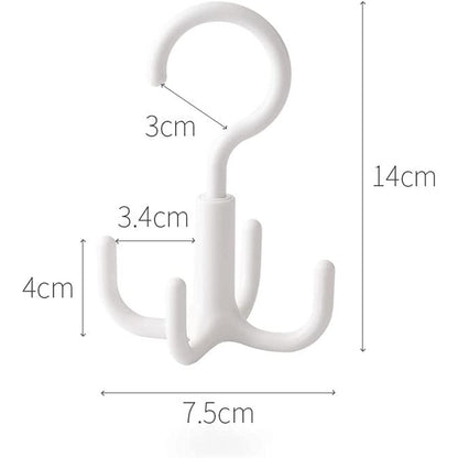 1 Pc White Rotating Hooks Wardrobe Household Storage Shelf Space Saving Plastic Coat Hooks Shelf Hooks