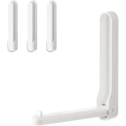 White Hanging Racks for Wall No Need Tools 3 Pcs Wall Mount Folding Coat Hooks for Balcony Wall Hanger, Utility Hooks