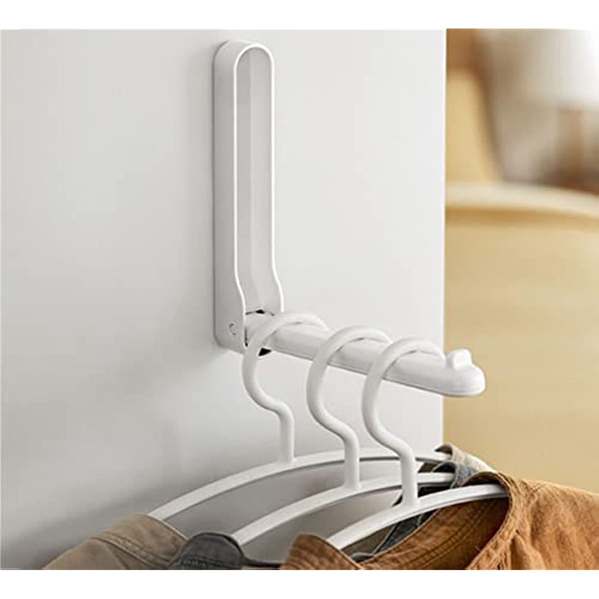 White Hanging Racks for Wall No Need Tools 3 Pcs Wall Mount Folding Coat Hooks for Balcony Wall Hanger, Utility Hooks