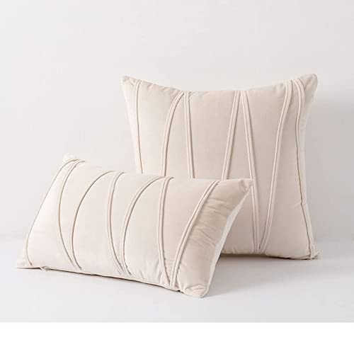 Nordic Velvet Striped Pressed Pillowcase Cotton, Throw Pillow Covers, Pressed Rope Straps, European Sofa Pillows,2pcs Home Pillow Covers Pillowcase Pattern