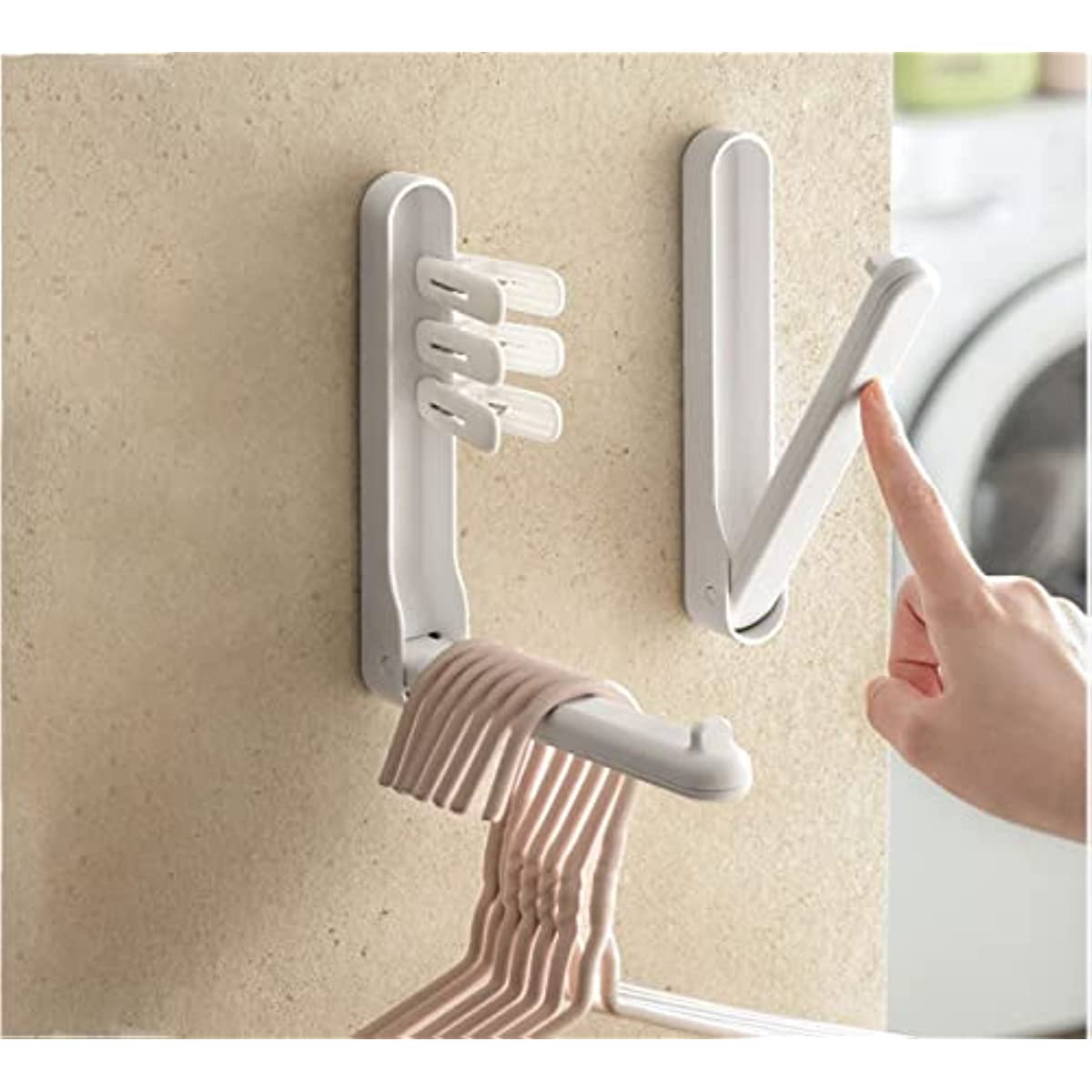 White Hanging Racks for Wall No Need Tools 3 Pcs Wall Mount Folding Coat Hooks for Balcony Wall Hanger, Utility Hooks