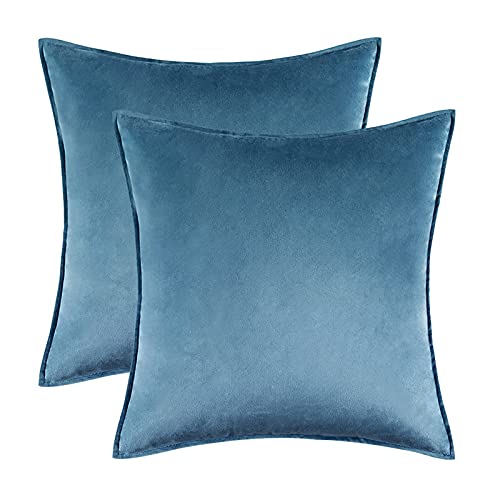 2PCS Home Decorative Edge Velvet Waist Pillow Cushion Covers Super Soft Plush Hotel Sofa Pillow Covers 20"x20" Throw Pillow Covers