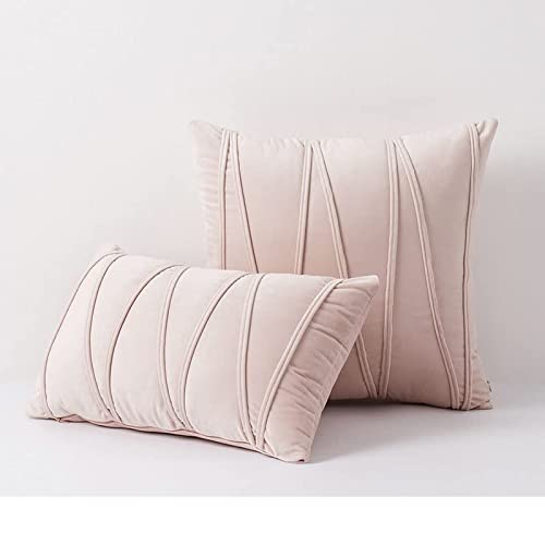 Pillowcase Pattern Nordic Velvet Striped Pressed Pillowcase Cotton, Throw Pillow Covers, Pressed Rope Straps, European Sofa Pillows,2pcs Home Pillow Covers