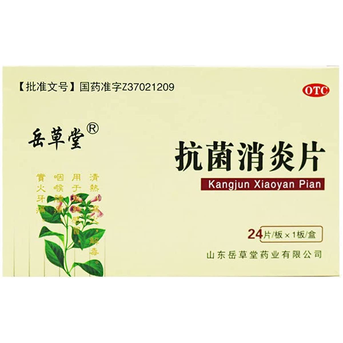 1 Box, Kangjun Xiaoyan Pian 24 Tablets / Box 抗菌消炎片