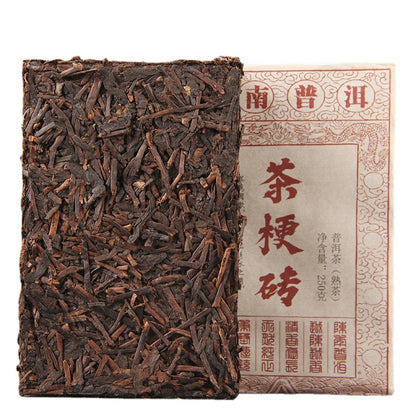 Puerh Tea Ripe Tea Brick Black Tea to Mellow Beauty Old Tree Original Leaf Brick Menghai Aged Old Tea Stalk Brick Aged Mellow Sweet 250g