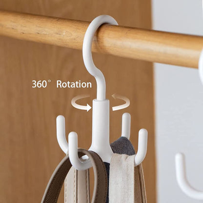 1 Pc White Rotating Hooks Wardrobe Household Storage Shelf Space Saving Plastic Coat Hooks Shelf Hooks