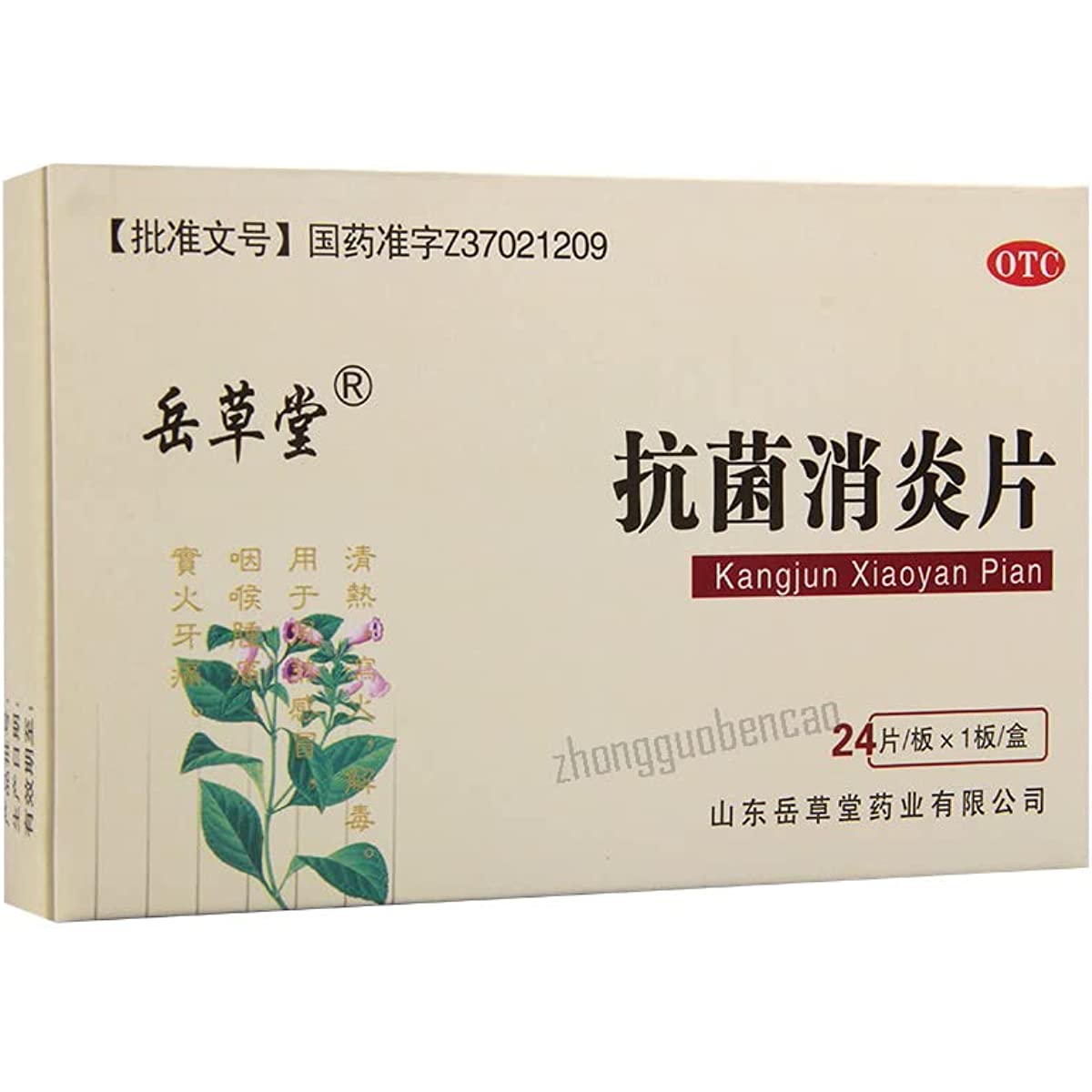 1 Box, Kangjun Xiaoyan Pian 24 Tablets / Box 抗菌消炎片