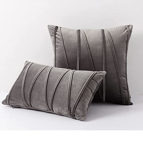 Nordic Velvet Striped Pressed Pillowcase Cotton, Throw Pillow Covers, Pressed Rope Straps, European Sofa Pillows,2pcs Home Pillow Covers Pillowcase Pattern