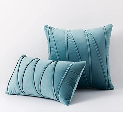 Pillowcase Pattern Nordic Velvet Striped Pressed Pillowcase Cotton, Throw Pillow Covers, Pressed Rope Straps, European Sofa Pillows,2pcs Home Pillow Covers