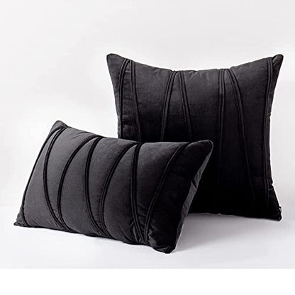 Nordic Velvet Striped Pressed Pillowcase Cotton, Throw Pillow Covers, Pressed Rope Straps, European Sofa Pillows,2pcs Home Pillow Covers Pillowcase Pattern