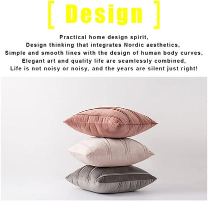 Pillowcase Pattern Nordic Velvet Striped Pressed Pillowcase Cotton, Throw Pillow Covers, Pressed Rope Straps, European Sofa Pillows,2pcs Home Pillow Covers