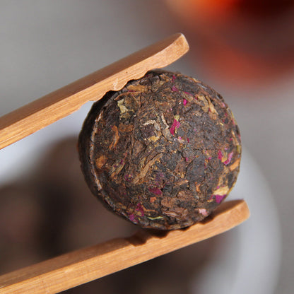 China Black Tea Puerh Tea Small Tuocha Series "Rose Ripe Tuo Tea " Red Rose Small Can of Ripe Puerh Tea