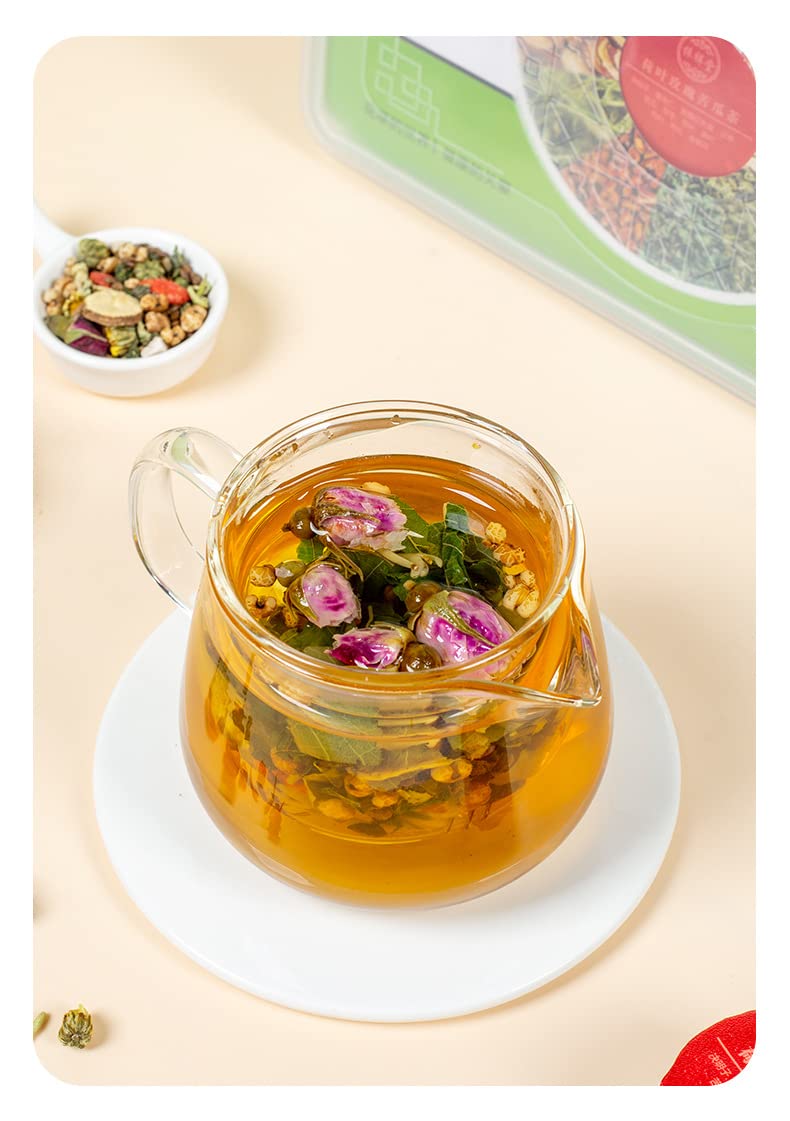 Lotus Leaf Rose Bitter Melon Tea 30 Small Cans of Health Tea Premium Product Winter Melon Lotus Leaf Tea 525g (18.51oz) Portable Flower Tea Combination Chinese Herbal Tea 荷叶玫瑰苦瓜茶30小罐养生茶 优质产品冬瓜荷叶茶