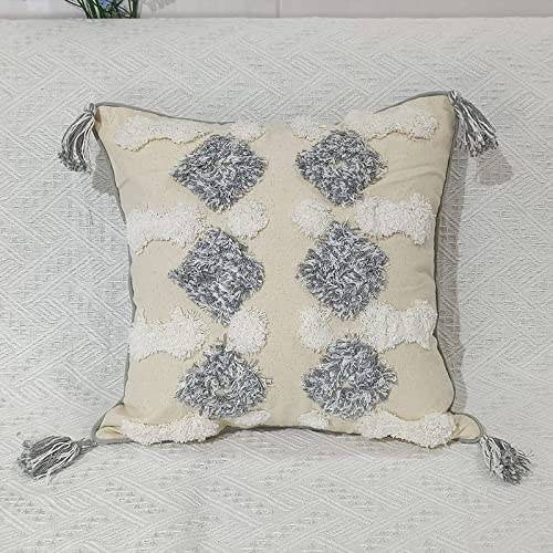 Bohemia Nordic ins Style Pillow Sofa Tufted Cushion Cover Tassel Pillow Cover Embroidered Waist Pillow Cover Decorative Pillow Covers 18x18