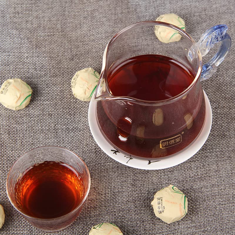 Natural Yunnan Flower Tea Tuo Tea Glutinous Rice Fragrance Smooth and Mellow Puerh Ripe Tea 500g Combination Flower and Herb Tea Tea Glutinous Fragrance Puerh Tea 云南花茶小沱茶糯米香普洱熟茶