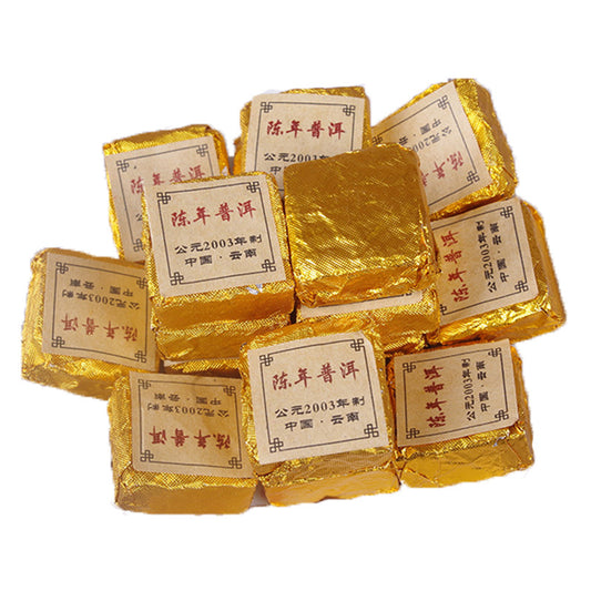 Aged Puerh Ripe Tea Small Golden Bricks 500g Mini Tuocha Original Flavour Highly Aromatic Small Square Brick Black Tea