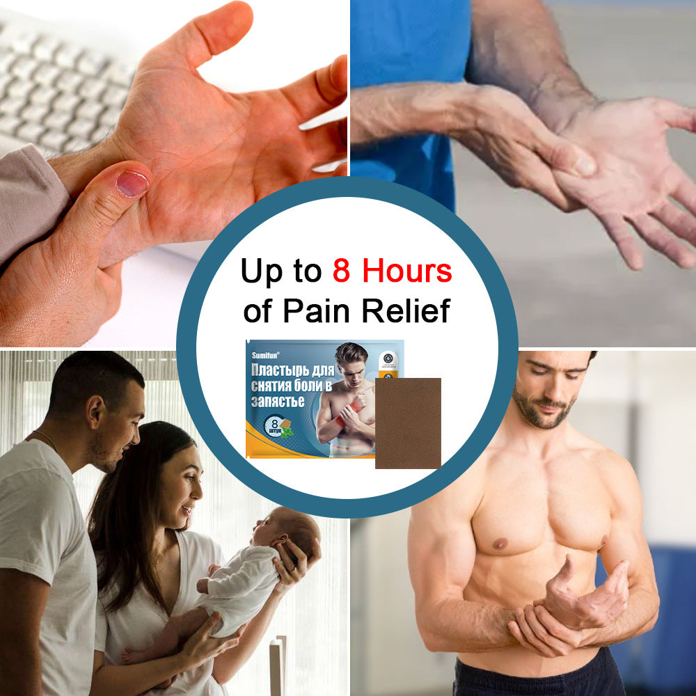 3 Packs,Tendon Sheath Patch , Wrist Pain Relief ,Up to 8 Hoursof Pain Relief  24pcs (3 Packs*8pcs) 腱鞘贴，缓解手腕疼痛