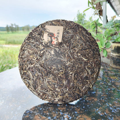 Yunnan Tea Laoshu Tea Cake 357 Grams of Ancient Six Tea Mountains Raw Puer Tea Green Tea