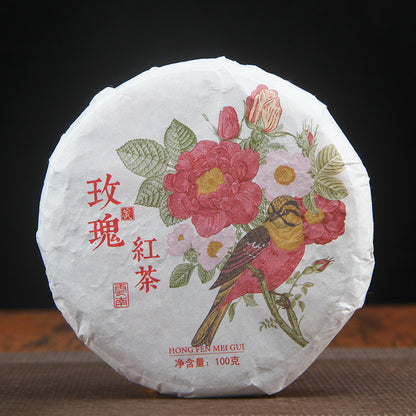 Yunnan Black Tea Alpine Old Tree Sun-dried Rose Black Tea with Fruit and Honey Aroma Fengqing Dian Hong Rose Cake Tea 100g