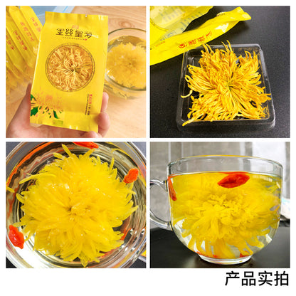 Pure Yellow Chrysanthemum Loose Leaf Tea, One Bud and One Cup Independent Packaging, Huangshan Chrysanthemum Flower Tea, Rich In Nutrients 大朵纯正金丝皇菊独立装一朵一杯散装黄贡菊