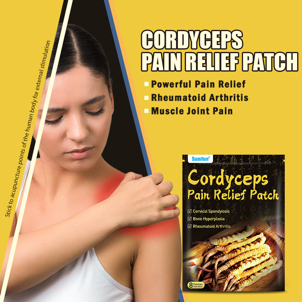 3 Packs, Cordyceps Pain Relief Patch，Powerful Pain Relief，Rheumatoid Arthritis， Muscle Joint Pain 24pcs (3Packs*8pcs) 虫草元素远红外贴,关节肌肉痛贴