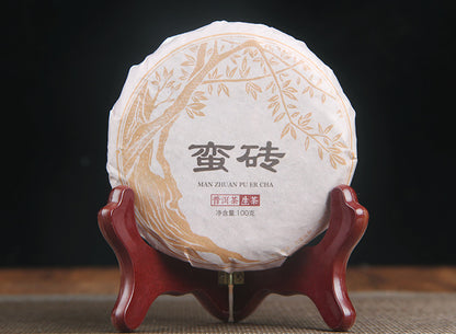 Yunnan Ancient Six Great Tea Mountains Brick Old Ancient Tree Raw Material Tightly Pressed Pu'er Raw Tea Cake 100g Cake Tea