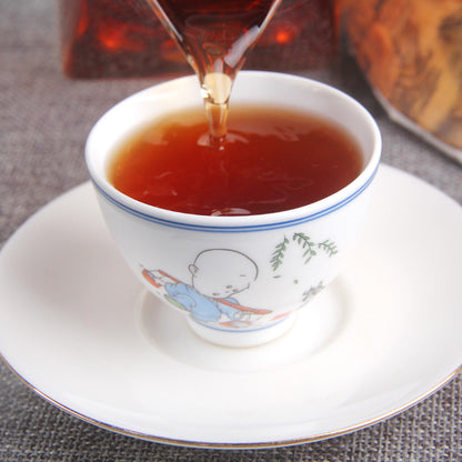 Puerh Tea Ripe Tea Menghai Gnomishang Qizi Cake Gnomishang Puerh Old Ripe Tea Leaves Yunnan Ripe Puerh Tea Black Tea 357g