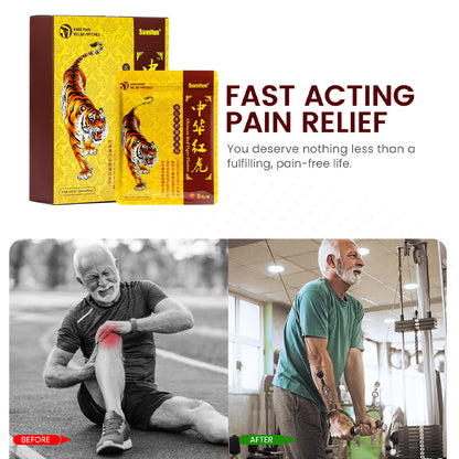 3 Boxes,Chinese Red Tiger - Enhanced Far Infrared Tendon Relieving Knee Patch, Fast acting pain relief 精品盒装中华红虎贴,膝盖贴膝盖酸痛膏药贴