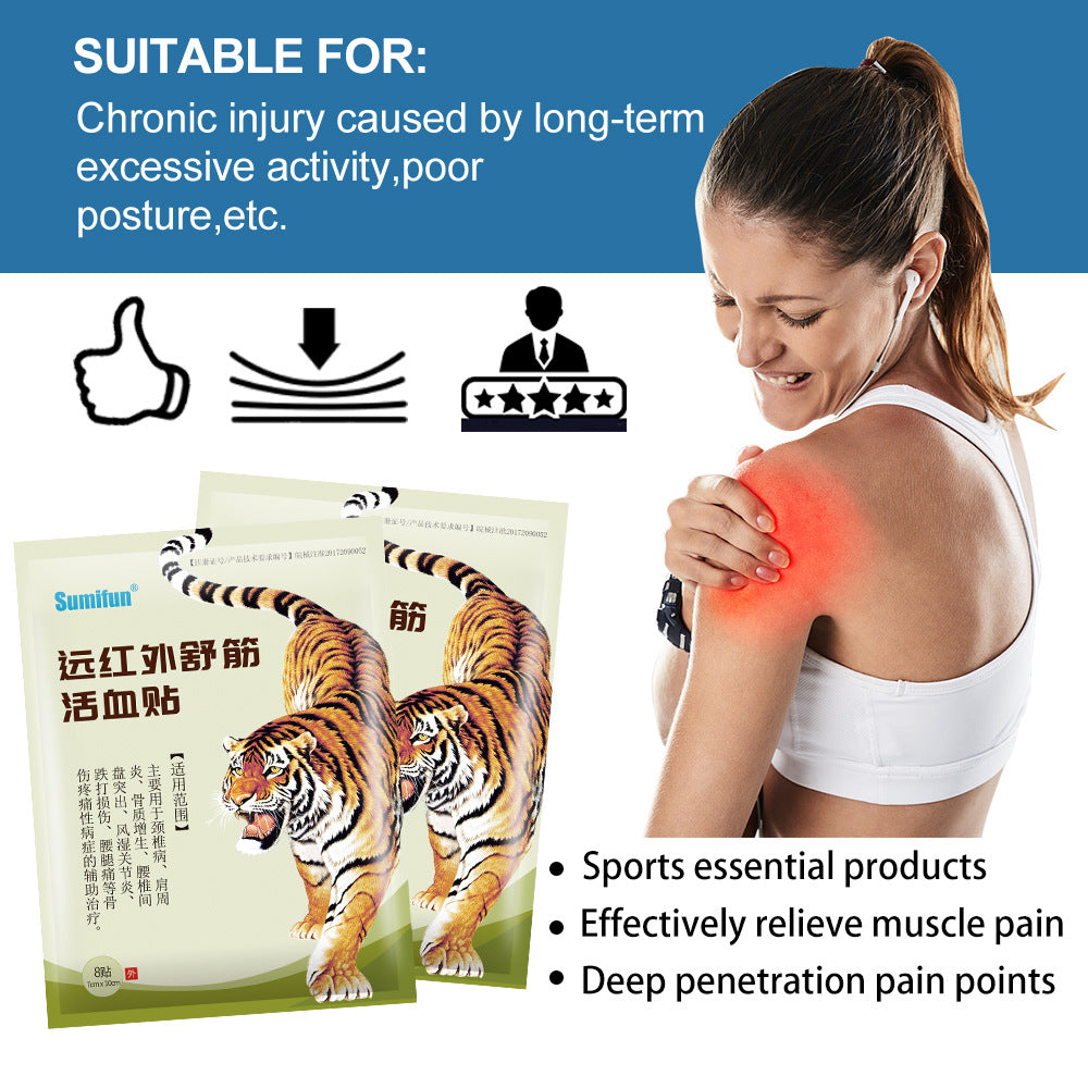 Far infrared soothing and revitalizing cervical spine patch, Sports essential products. 24pcs (3 Packs*8pcs) 红虎颈椎膏药贴