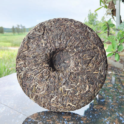 Yunnan Tea Laoshu Tea Cake 357 Grams of Ancient Six Tea Mountains Raw Puer Tea Green Tea