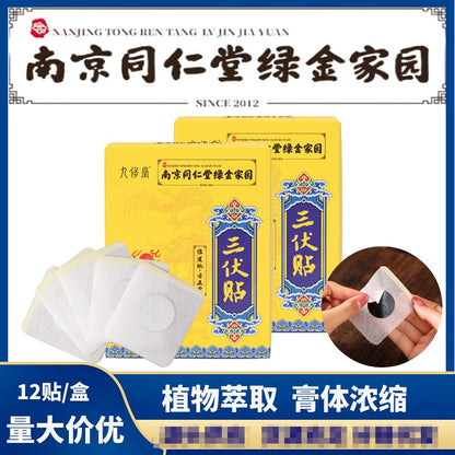 3 Boxes Nanjing Tongrentang SanfuPatch Sanjiu Wen Moxibustion Patch Acupoint Sticker Sanfu Moxibustion Patch Wormwood Patch 3*12 Sticker/Box 南京同仁堂三伏贴